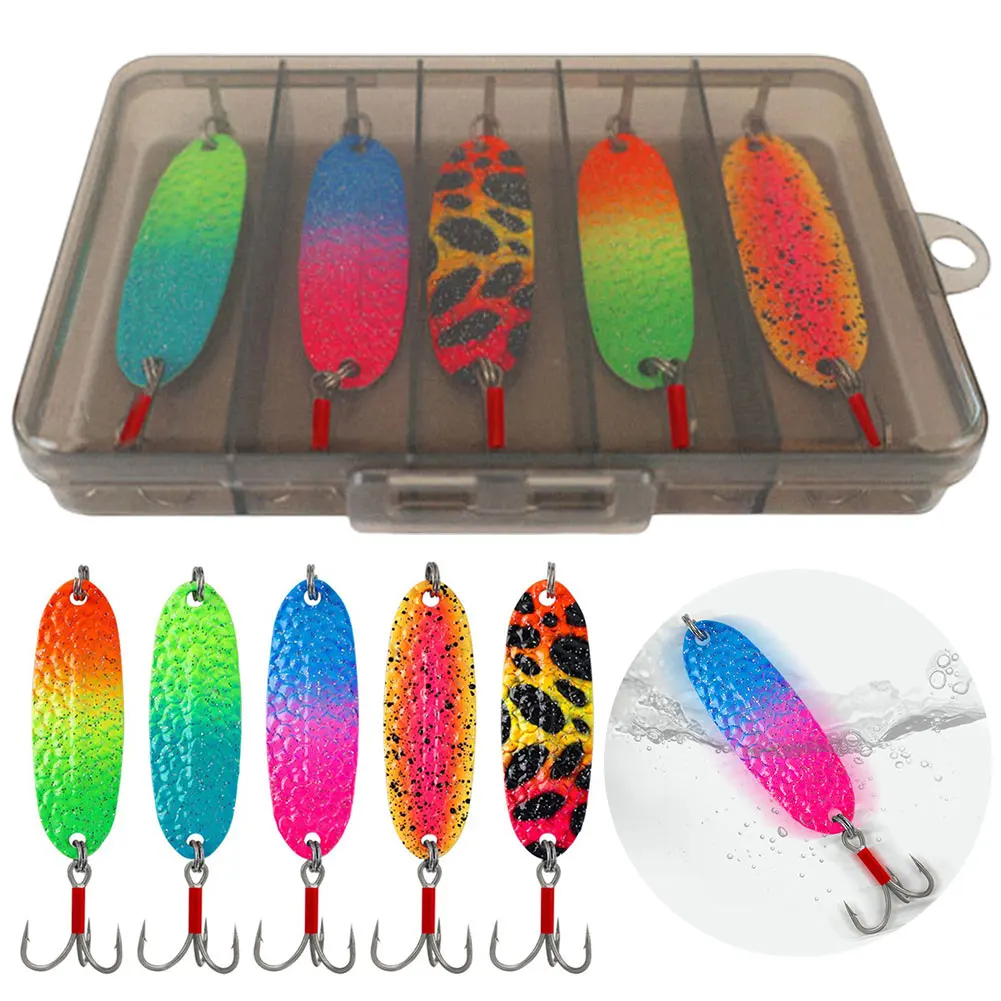 

Набор из 5 металлических воблеров-блесен по 6 г с тройными крючками, искусственные жесткие приманки для ловли баса и щуки