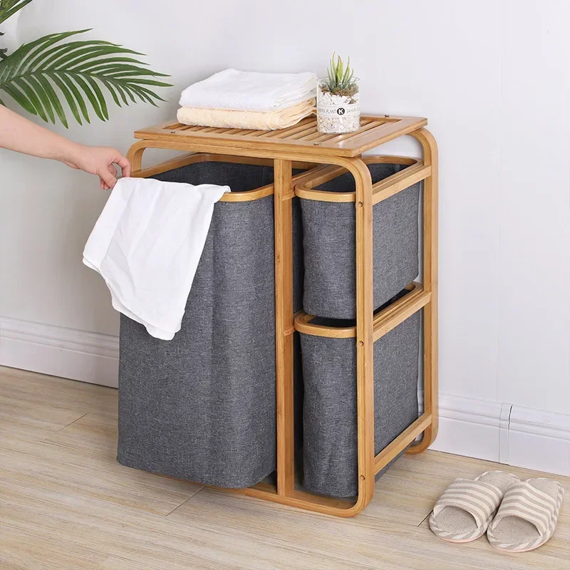 

Ins Nordic Foldable Laundry Basket Bamboo Classification Organizer Basket Bathroom Storage Rack Dirty Clothes Basket Household