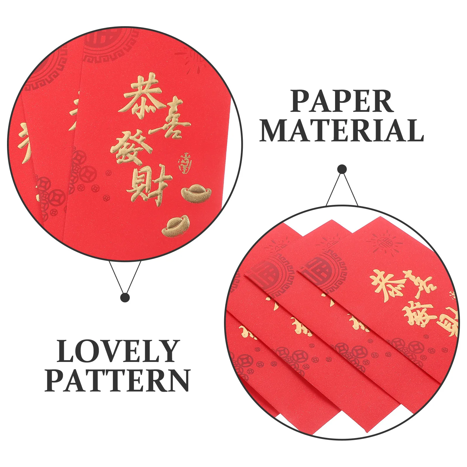 

6Pcs Creative Red Envelopes Paper Opening Money Pockets Chinese New Year 2024 Dragon Year Traditional Red Packets Spring