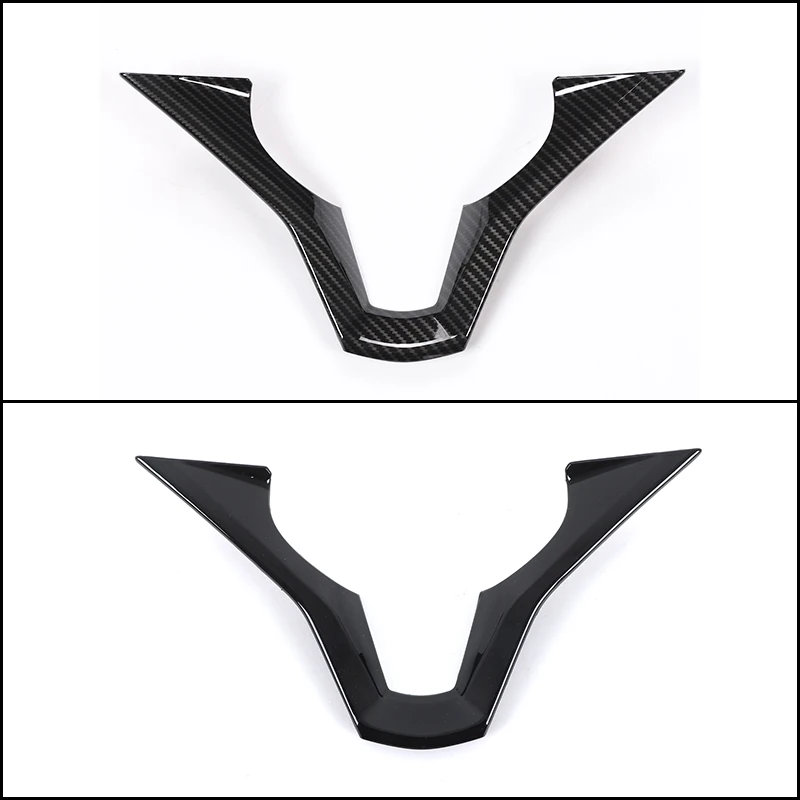 For Cadillac Escalade 2021-2023 1Pc Steering Wheel V-Shape Trim Cover ABS Carbon Fiber Look/Piano Black/Matte Black Accessory