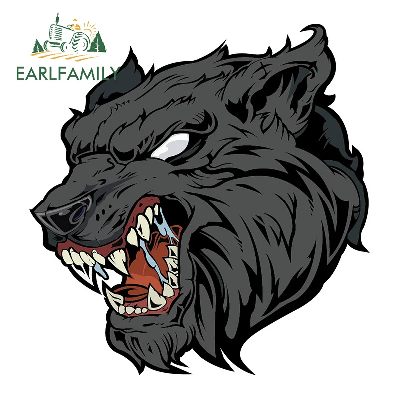 EARLFAMILY 13cm x 12.6cm Wolf Head Car Sticker Wolf Totem Decals Spare Tire Box Accesories Car Decoration Waterproof Car Styling