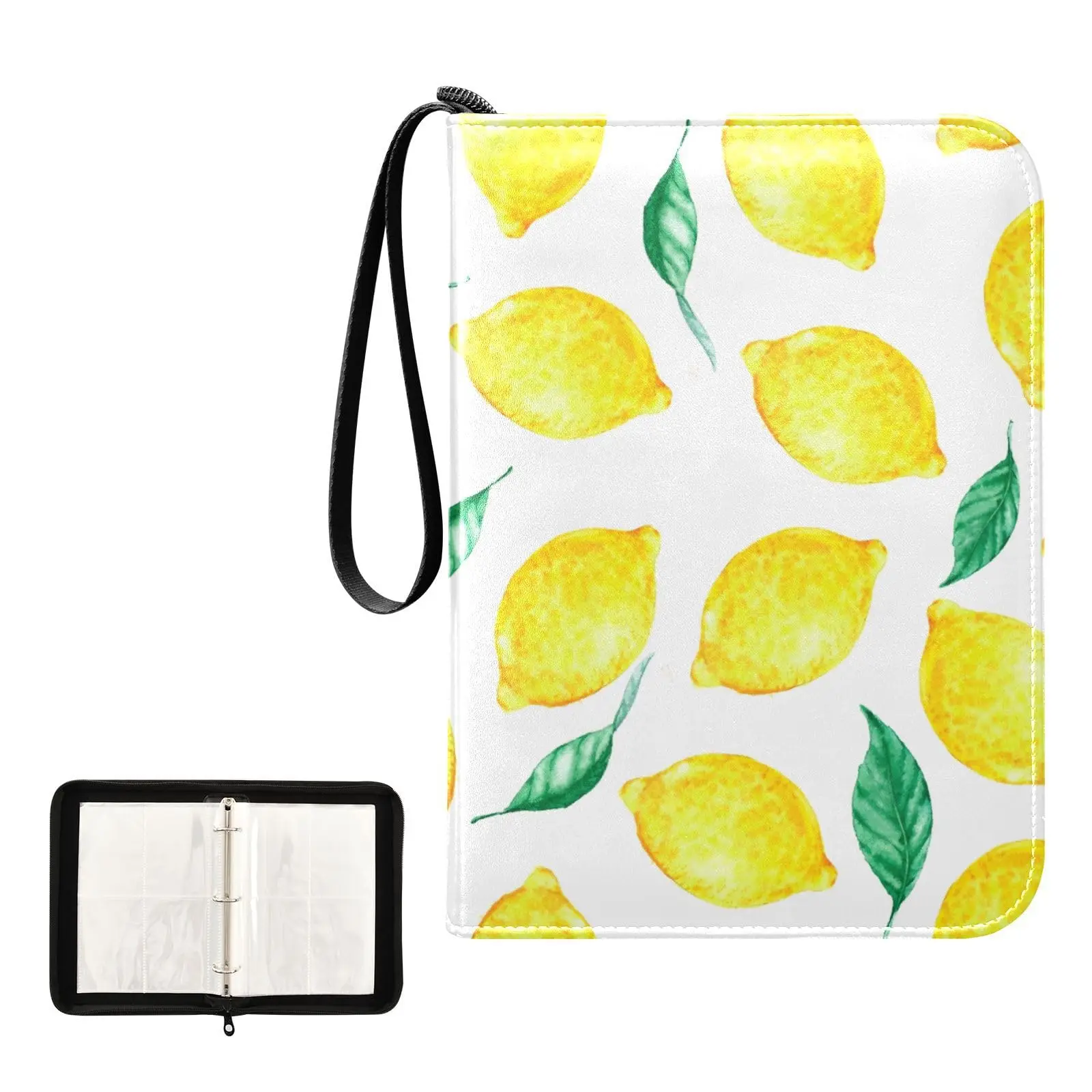 Lemon Fruit Trading Card Binder 4 Pocket Card Binder, 400 Double Sided Pocket Album Game Cards, Unique Card Collection Storage