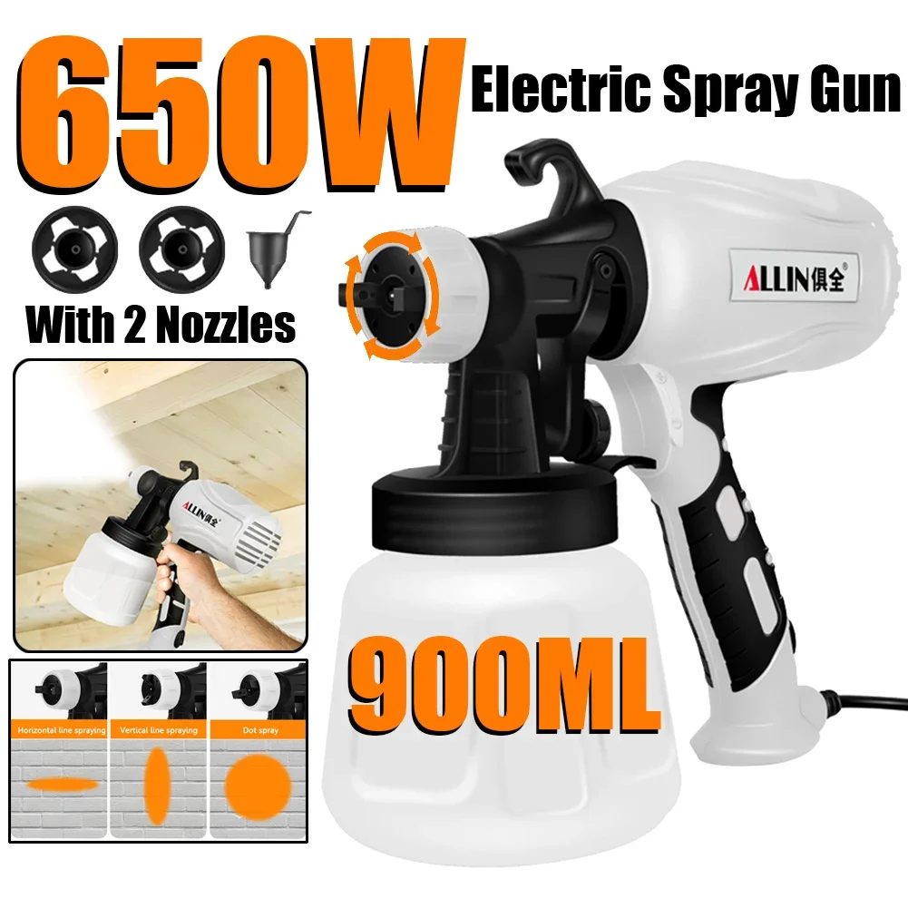 900ml電動塗装機-650-500wスプレーガン-高圧着脱式オイルスプレーヤー-壁塗装エアブラシツール-スプレーマシン