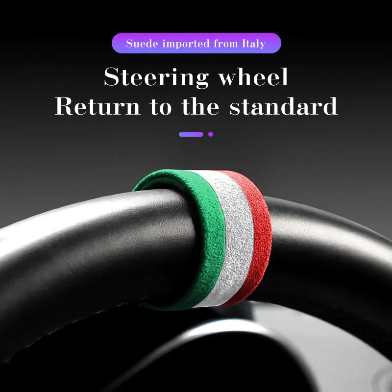

Suede Car steering wheel Cover personalized creative center line mark Sticker Accessories for Mitsubishi Subaru Lexus Hyundai