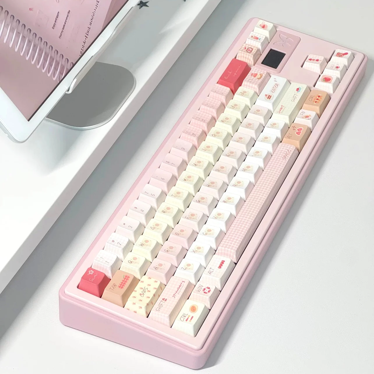 MAIMOOO Strawberry Lululi CHERRY High PBT Material Keycaps Pink Brown Color Simple Keyboard Keycaps