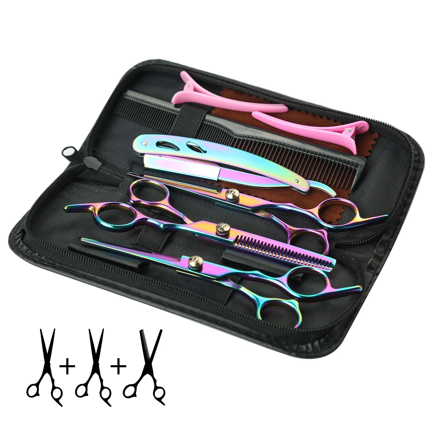 

Hair Scissors 6.0in Professional Cutting Shears Thinning Hairdressing Haircut Comb Razors Sets Salon Barber & Home Dropshipping