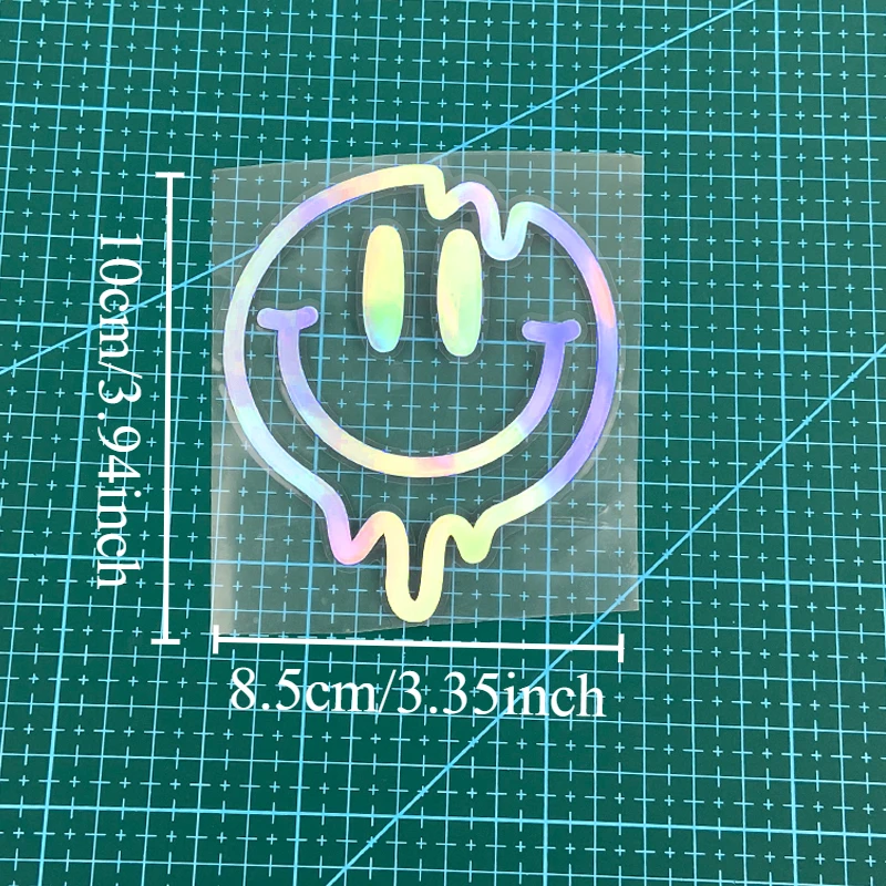 1PC Round Smiling Face Funny Vinyl Stickers Decals Waterproof for Motorbike Fuel Tank Helmet Fairing Electric Scooter view 3