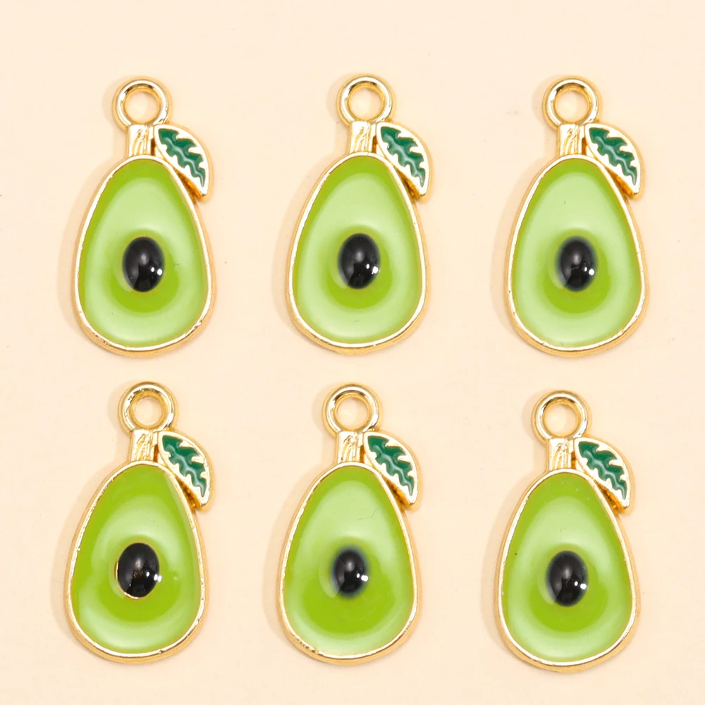 5/10/20Pcs Beautiful Green Avocado Shaped Enamel Craft Pendant For DIY Hawaiian Style Necklaces Bracelets Earrings Jewelry Gift