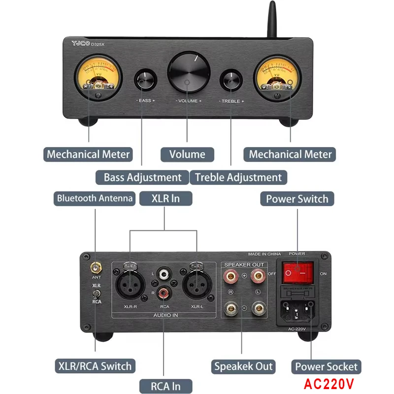 YJCO 300W Digital Power Amplifier 2.0 Stereo Balance Input with