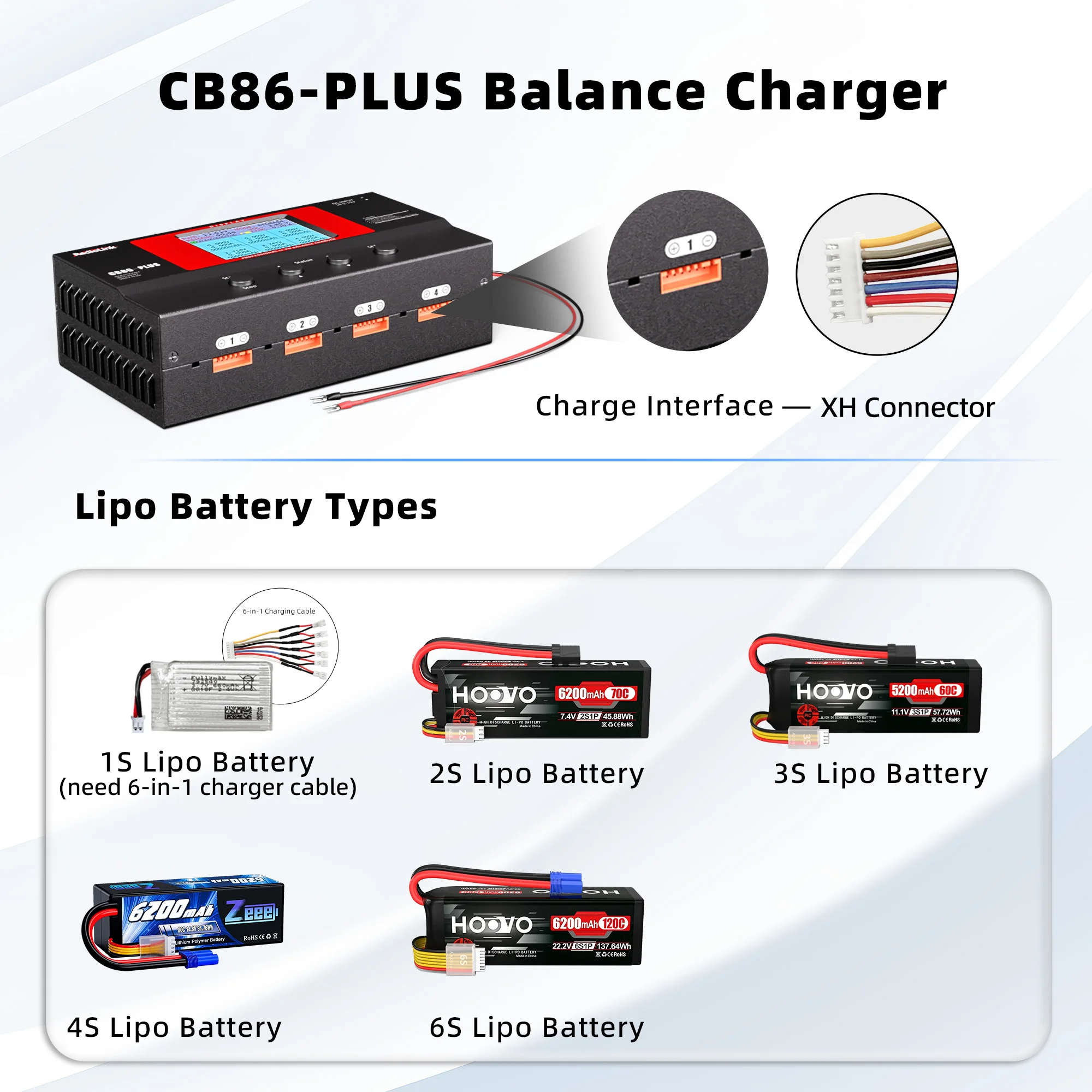 Radiolink Balance Charger CB86 Plus 1s-6s LiPo Lithium Battery Professional Charger 0.1-6A for FPV Drone Controller Transmitter - Image 4