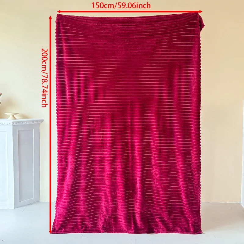 بطانية أنيقة منسوجة من الشيكات ، مريحة ودافئة لجميع الفصول ، فرو أرنب صناعي هيبوالرجينيك ، أحمر واحد #1