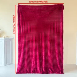 1 Red Elegant Check Knit Throw Blanket – Cozy and warm for all seasons, hypoallergenic faux rabbit fur for a homey feel