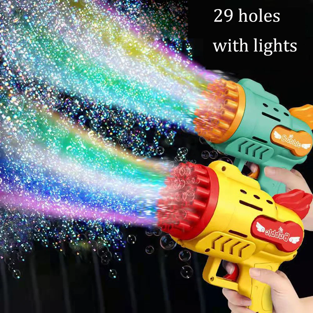 29 Holes Bubble Gun Toys Soap Bubbles Machine Gun Shape Light Toys For Kids Party Birthday,Easter,Halloween,Christmas Gift ﻿