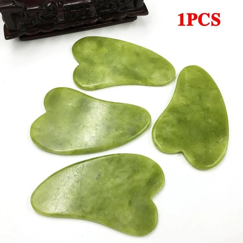 สีเขียวธรรมชาติหยกหิน Gua Sha เครื่องมือนวดสำหรับ Face SPA Therapy Massager Gouache หิน Antistress Body Scraping Board