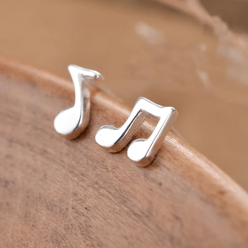 Real 100% 925 Sterling Silver Notes Stud Earrings for Women Girls Fashion sterling-silver-jewelry brincos fashion jewelry
