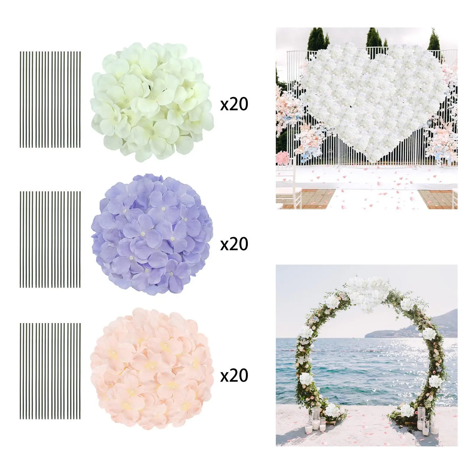 

Hydrangea Artificial Flowers Photo Props Fake Flowers Heads Decorative for Arch Shower Background Bridal Bouquets Home