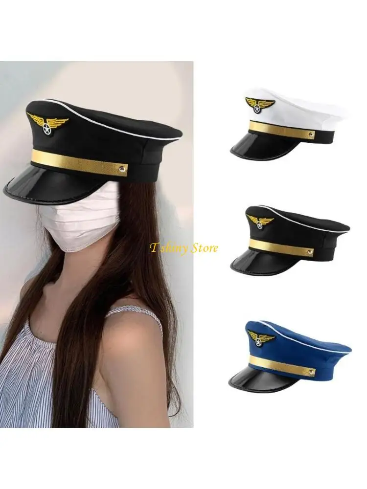 N58F Militaries Flatted Hats Adult Yachts  Militaries Captain Hats Captain Navies Marine Hat for Daily Wear and Outdoor