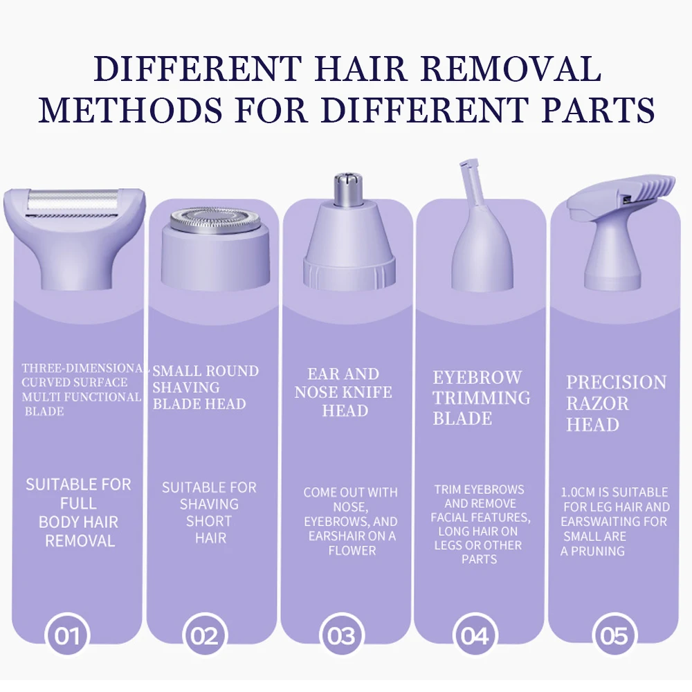 ماكينة حلاقة كهربائية للنساء مقاومة للماء غير مؤلمة لنزع الشعر ماكينة حلاقة للسيدات قابلة لإعادة الشحن لإزالة شعر الجسم والوجه والإبط بيكيني