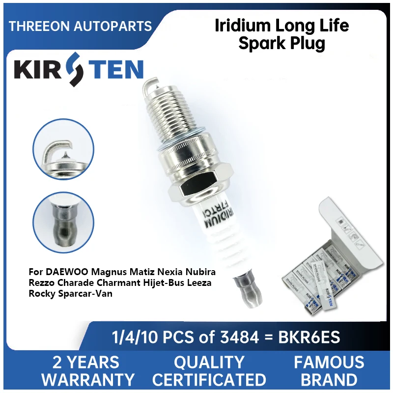 

KIRSTEN Iridium Spark Plug for DAEWOO Magnus Matiz Nexia Nubira Rezzo Charade Charmant Hijet-Bus Leeza Rocky Sparcar-Van KSP3484