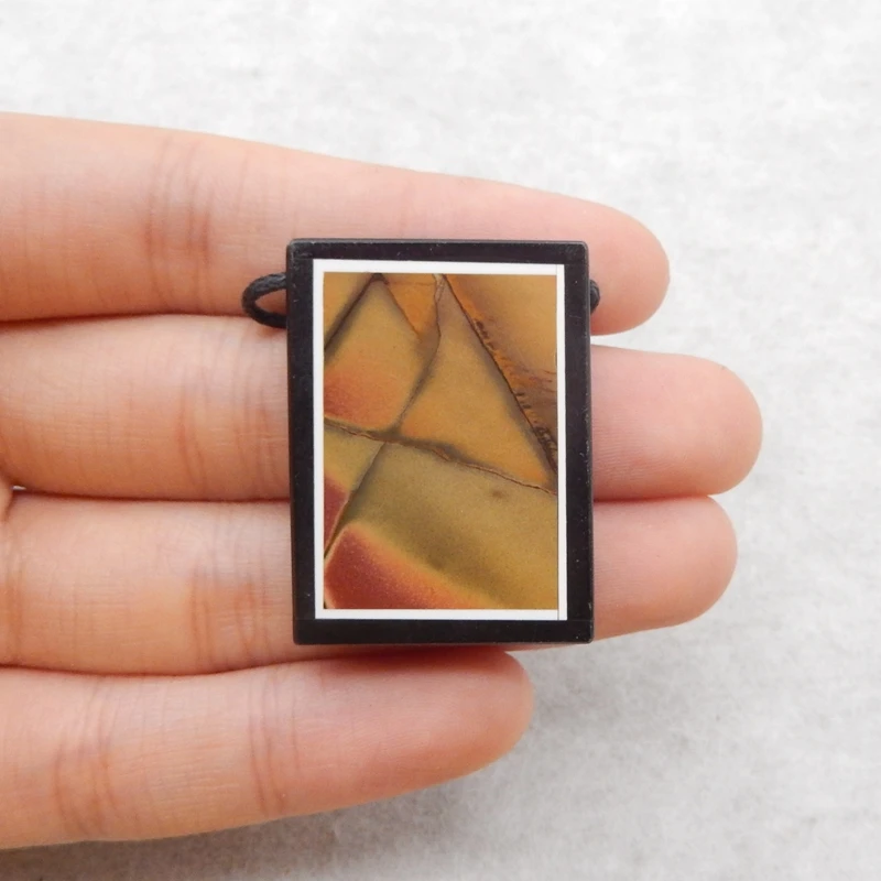 

Natural Stone Howlite,Obsidian,Mulit-Color Picasso Jasper Pendant Bead,Fashion Jewelry Necklace Accessories 34x26x6mm 12.3g