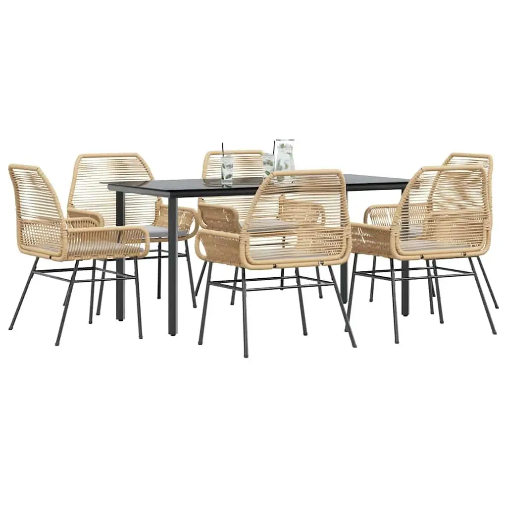

Durable Brown PE Rattan Garden Dining Set for 6 People Outdoor Furniture