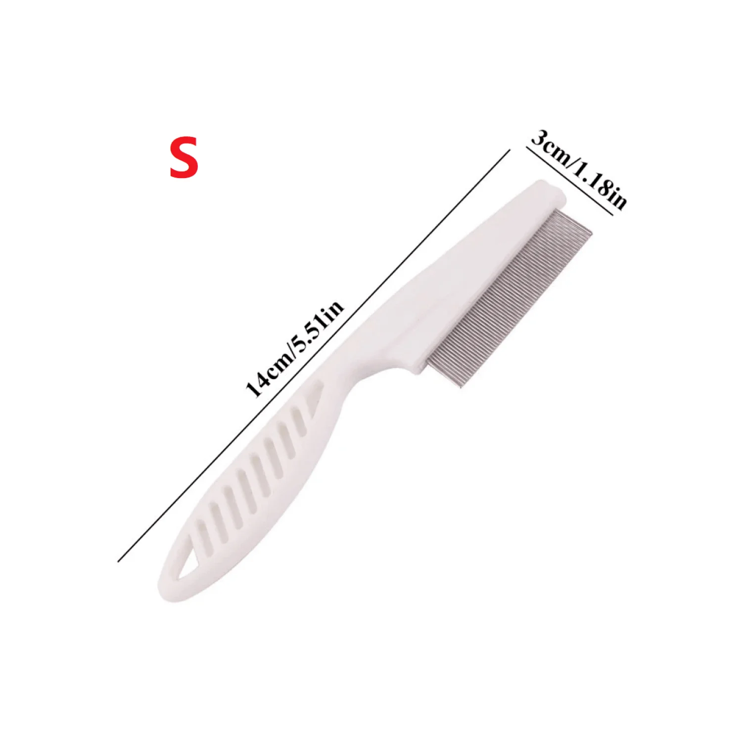 개와 고양이용 흰색 반려동물 벼룩 빗, 반려동물 손질 도구, S/L 사이즈, 1 개