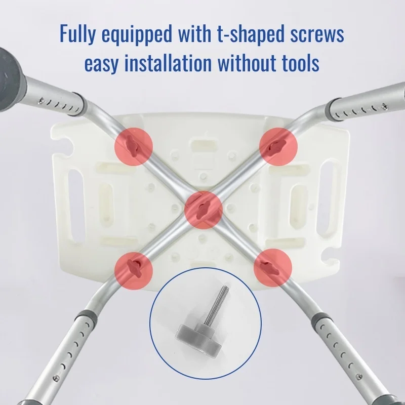 Bath Stool Height Adjustable Aluminum Alloy Shower Chair Waterproof Antislip Easy Cleaning Shower Chair for Elderly and Pregnant image 5