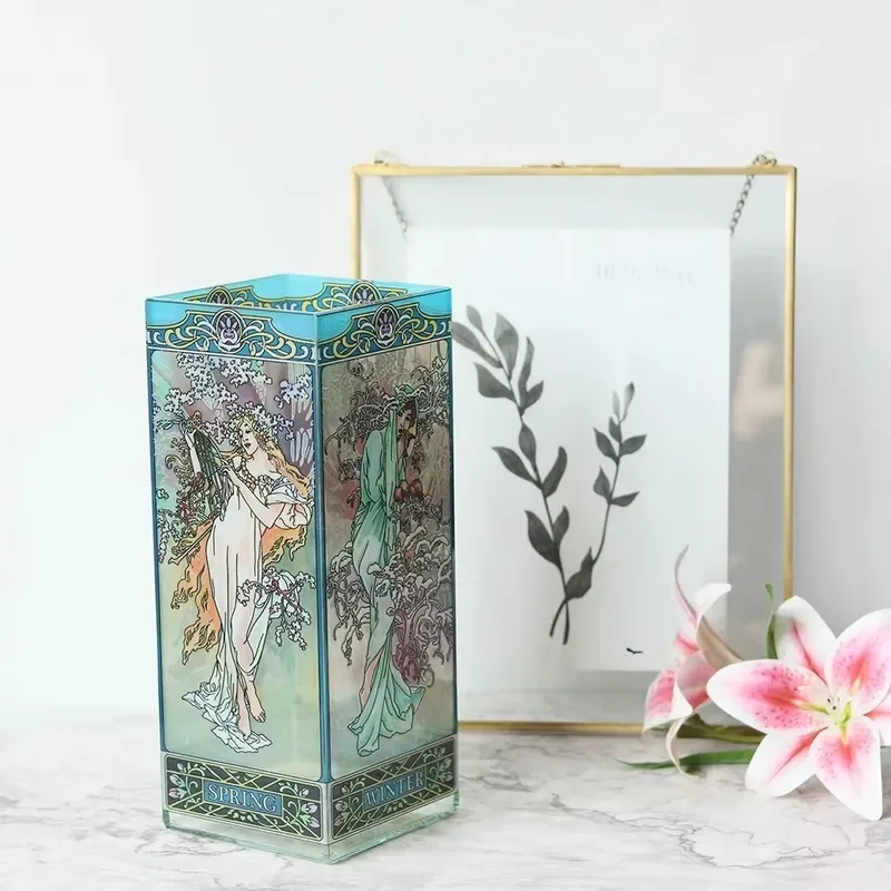 for Light Luxury Home Decoration European Ancient Style Art Accent Handmade Stained Glass Vase Living Room Wedding Ornament