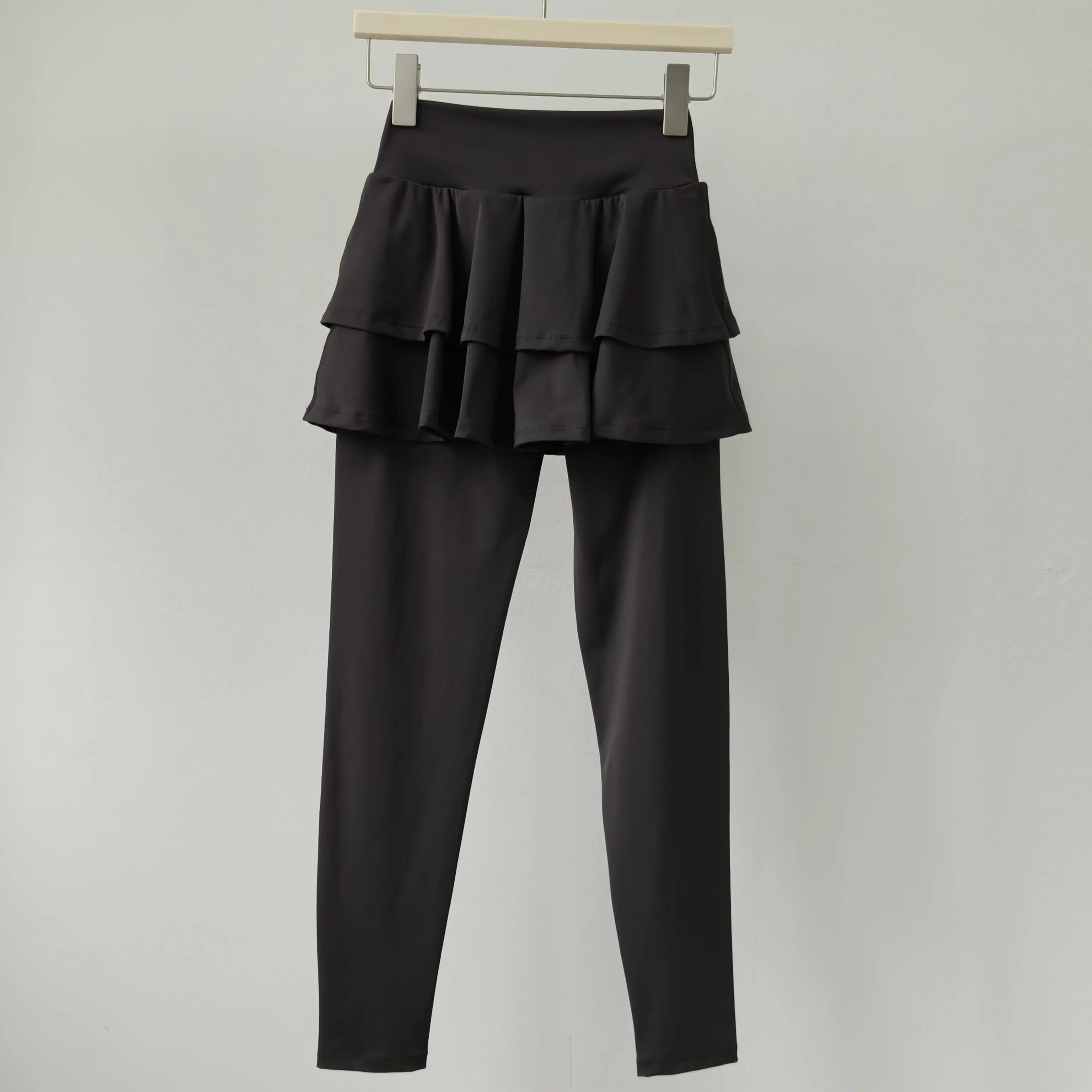 Hochgeschnittene A-Linien-Yoga-Hose, Rock mit Kuchenfalten, neun Viertel langer, verdeckender Tennis- und Sportrock, schnelltrocknende Fitness-Leggings für Damen – Detail 3