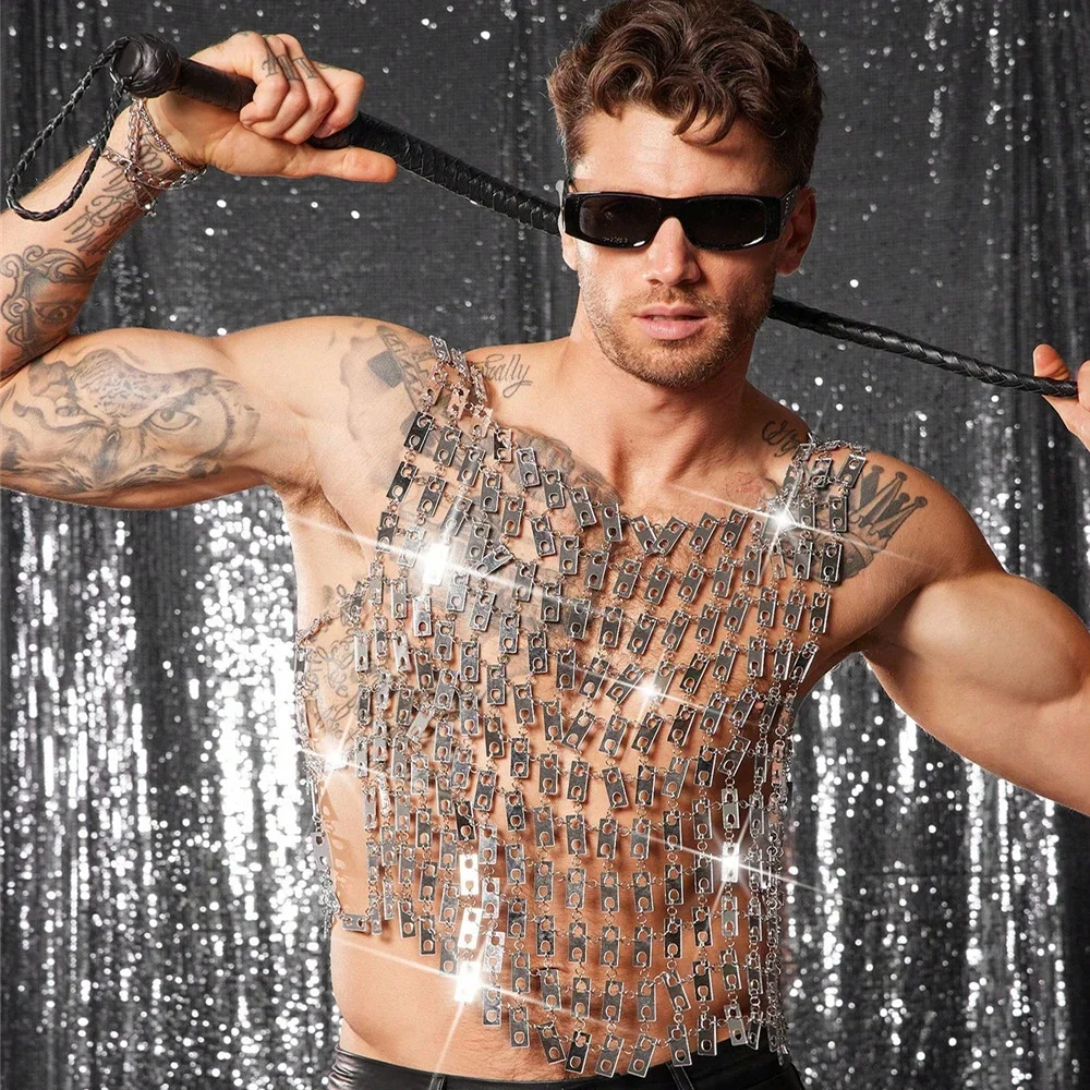 

Европейская и американская мода, сверхпрочный акриловый зеркальный мужской жилет ручной работы, инкрустированный бриллиантами, ажурная ослепительная куртка