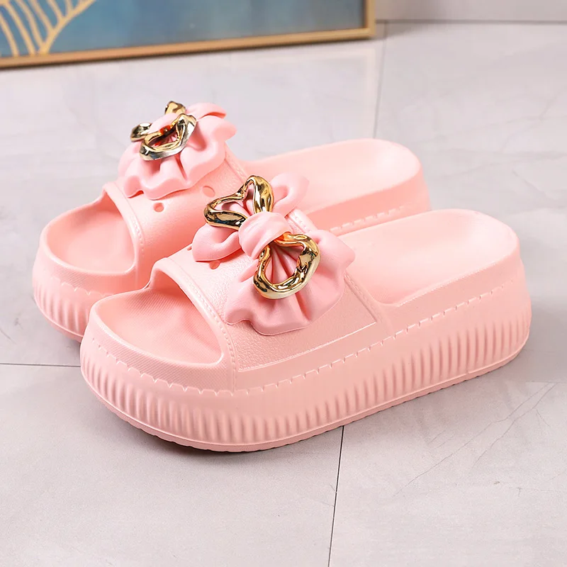 

Женские летние сандалии на платформе с увеличенной подошвой для дома и улицы, нескользящие, пляжные, универсальные, с одним ремешком, из ЭВА