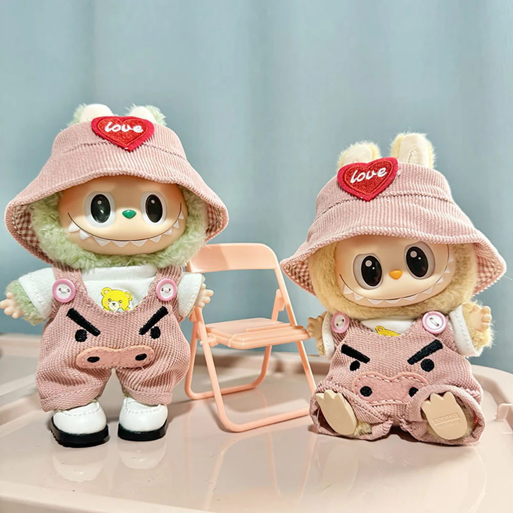 Mini vestiti per bambole di peluche Accessori per la Corea Kpop Exo Labubu V1 V2 Idol Dolls Sit Party Kindergarten Hat Set Abbigliamento