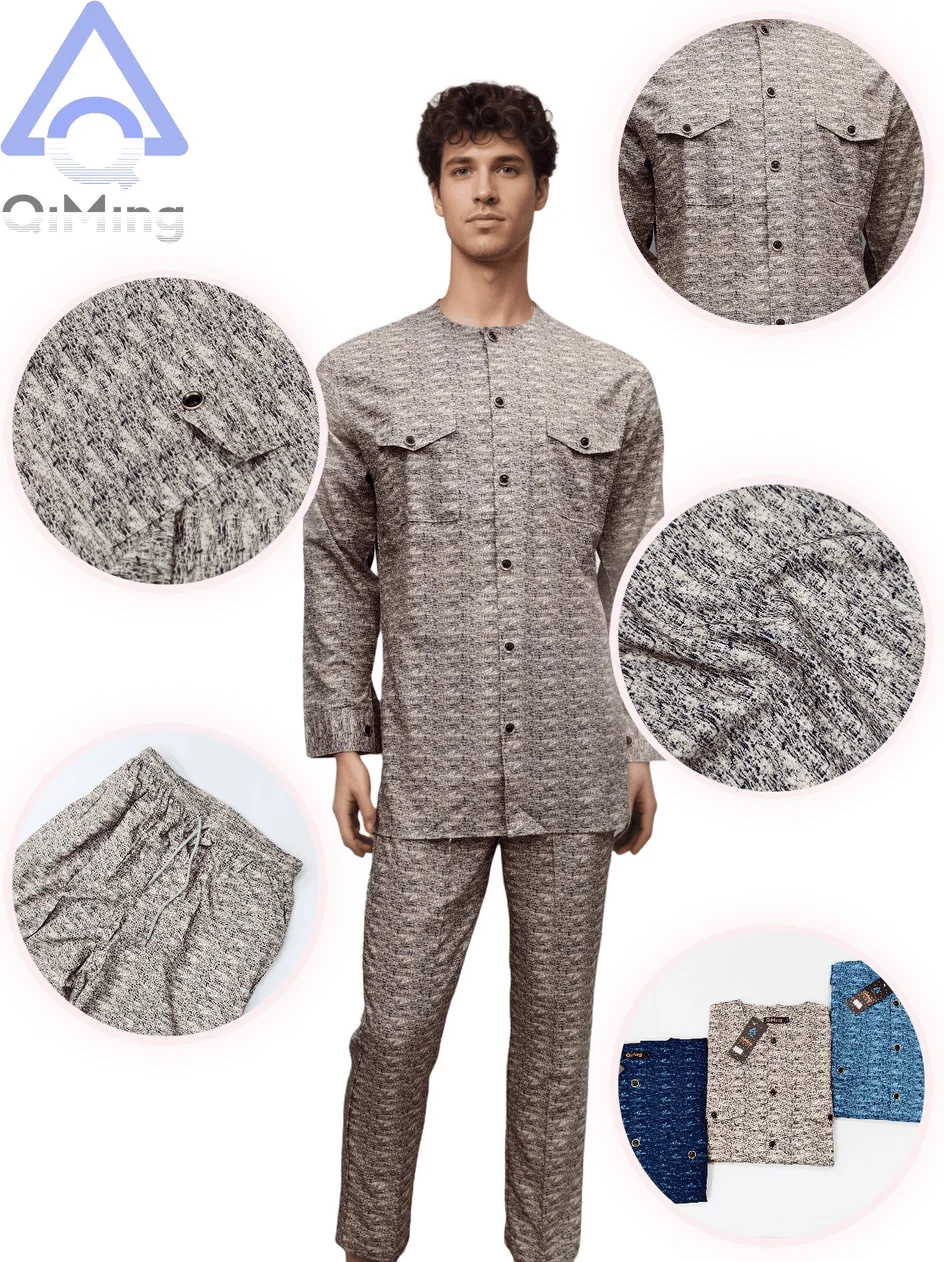 Image 6: Tenue imprimée pour hommes musulmans, chemise courte et pantalon à manches longues, maroc, arabe, islamique, Qfriends, pakistanais, Kurta Umrah