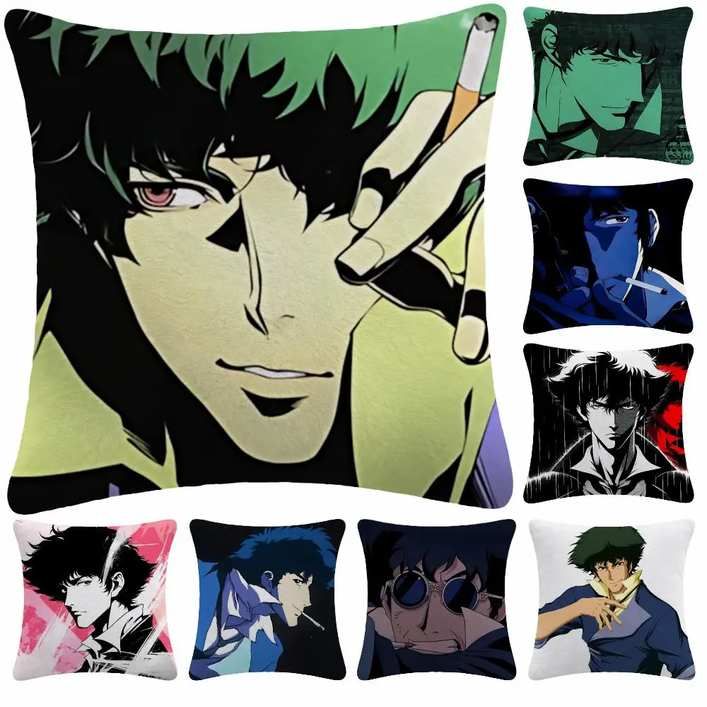 Anime Cowboy S-Spike Spiegel Cushion Cover Soft Plush Decorative Sofa Bedroom Living Room Car Dorm Home Decor Gift