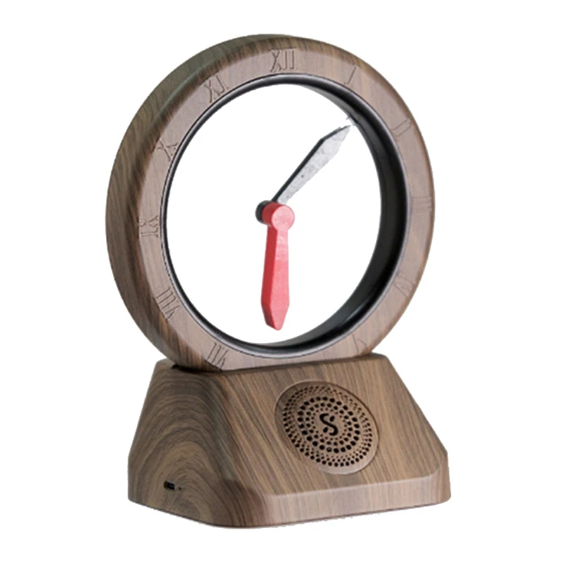 

HLZS-Bluetooth Speakers Retro Reverse Clock Speakers Portable Home Speakers Music For Home Decor