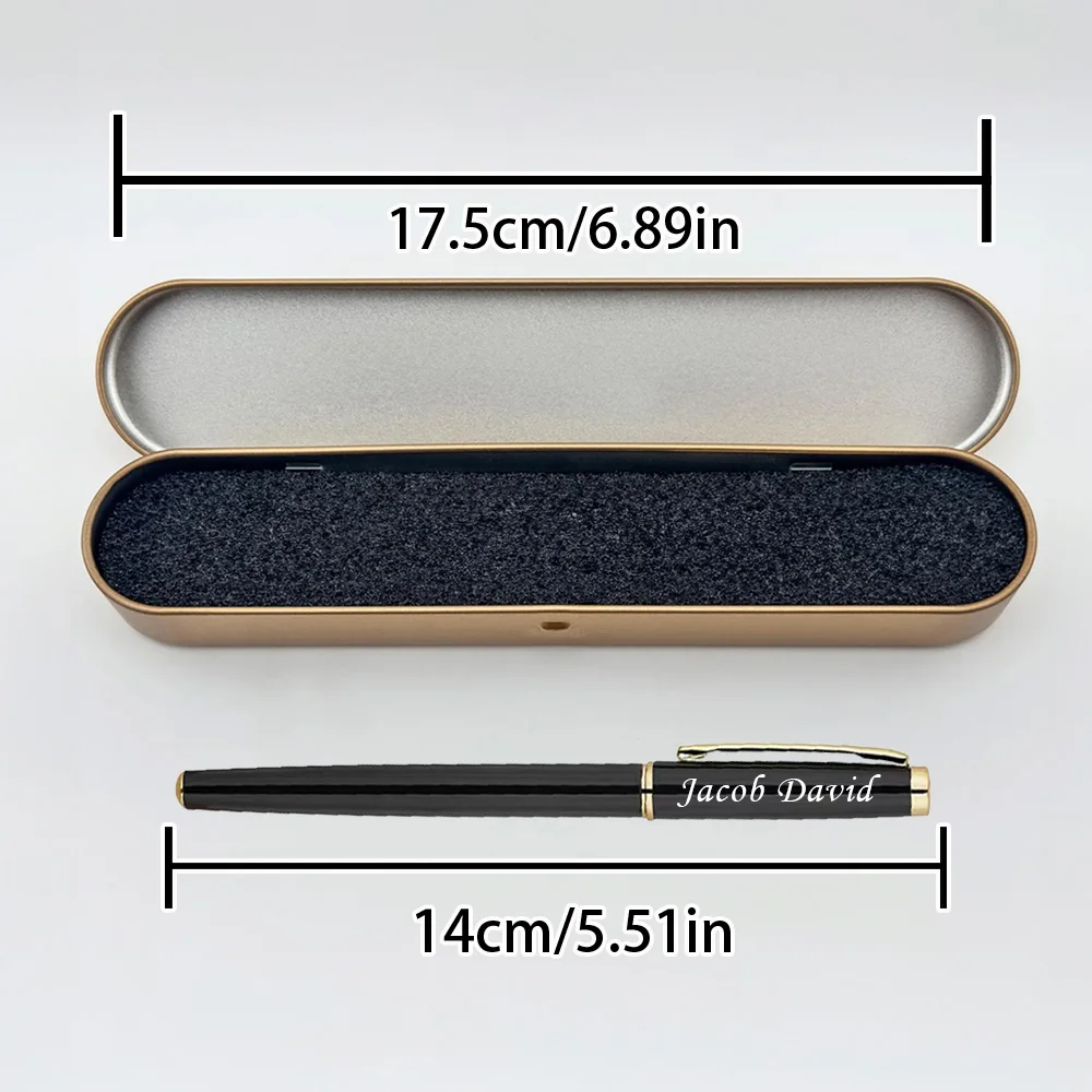 Personalized Gift Pen Set, Custom Engraved Ballpoint Pen with Metal Gift Box, Black Gold Elegant Pen,