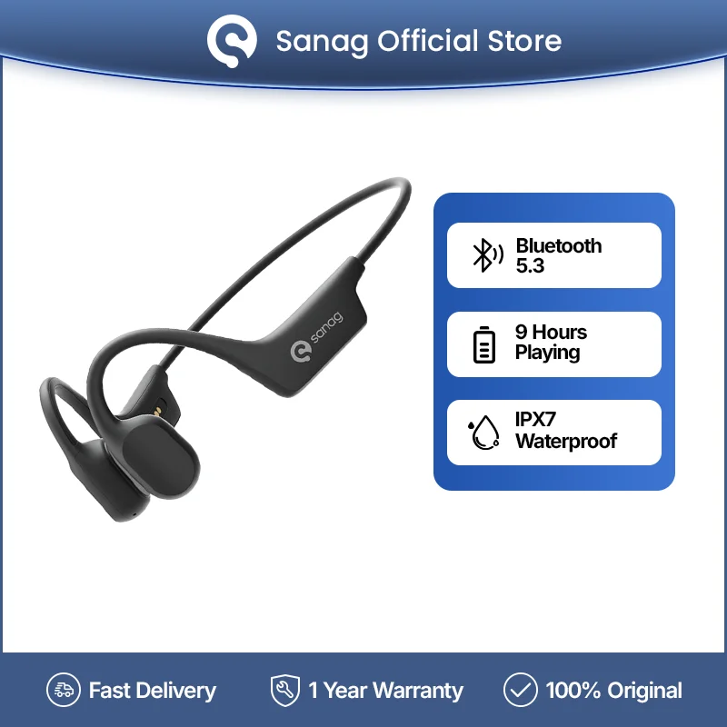 Sanag A30S AirRun Wireless Bluetooth 5.3 Earphone Open Ear Air Conduction 360° Panoramic Sound Headphone IPX7 Waterproof Headse