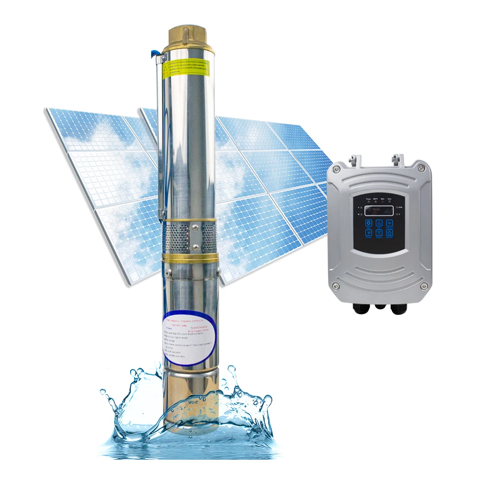 400Watts 48V Solar DC Stainless Steel Well Pump With Controller Solar Submersible Deep Well Pump Max Flow 2.6T/H