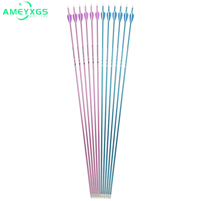 12pcs Archery Pure Carbon Arrow 0.006 ID 4.2mm Spine 400/500/600/700/800/900/1000 1.75'' Rubber Feather Bow Hunting Shooting