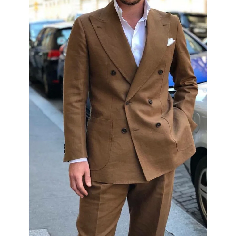 

Elegant Men's Suit for Wedding Custom Suit Man Linen Suits Sets Man 2 Piece Sets Outfits Male Clothes Set Prom Summer Top Modern