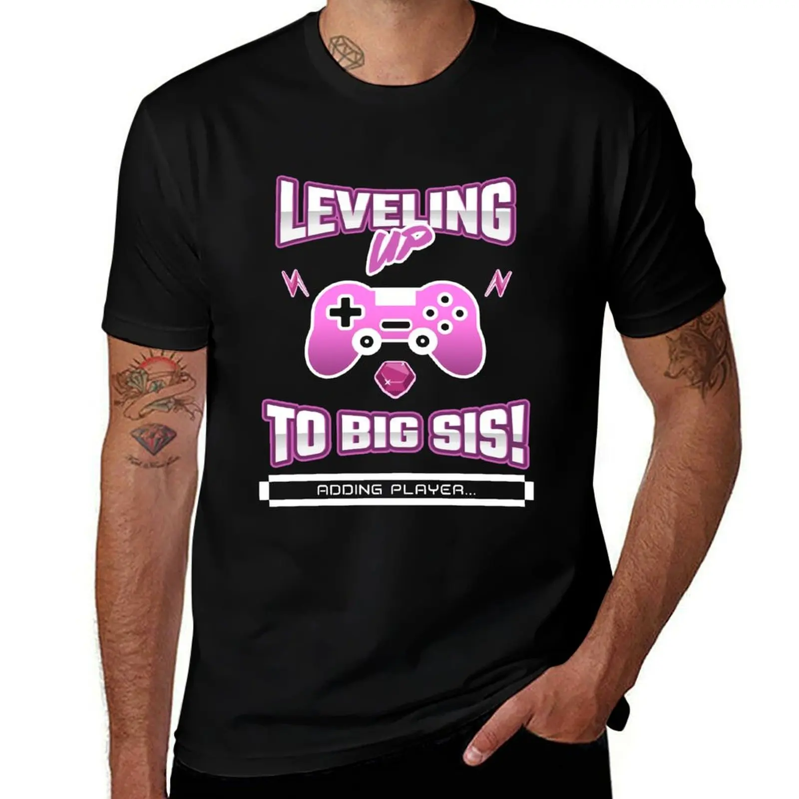 Leveling up to big sis gift pregnancy announcement T-Shirt t shirts for man graphic tees T-Shirt