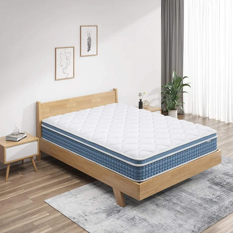 Queen Mattress , Hybrid Queen Bed Mattress with Individual Pocket Springs and Pressure-Relieving Memory Foam, Breathable, Medium