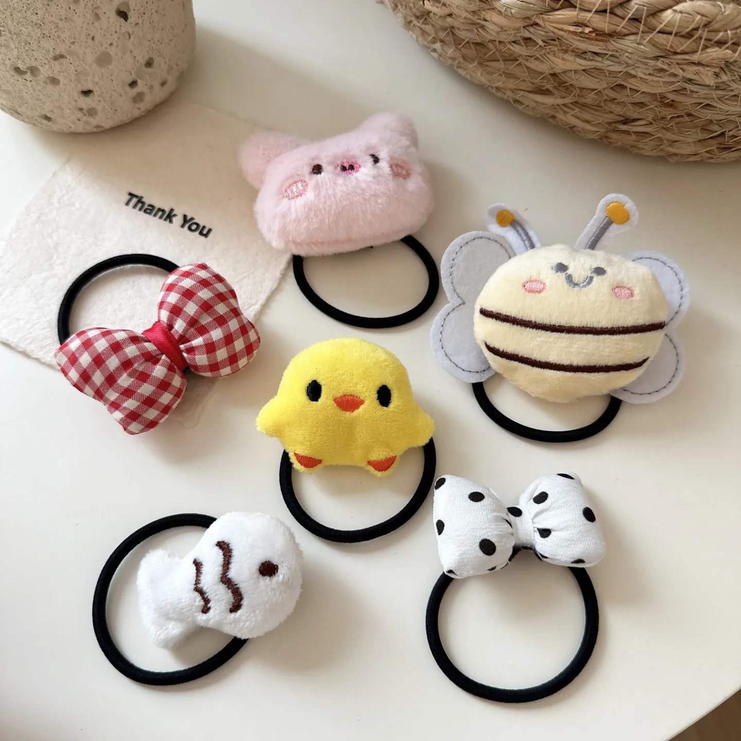 

Cute Chick Shaped Bow Hair Ties for Women and Girls Soft Stretchy Plush Hair Rings Non Crease Strong Durable