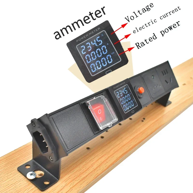 PDU power strip  C14 desktop five hole national standard socket 1-7AC with ammeter overload protection surge protection socket