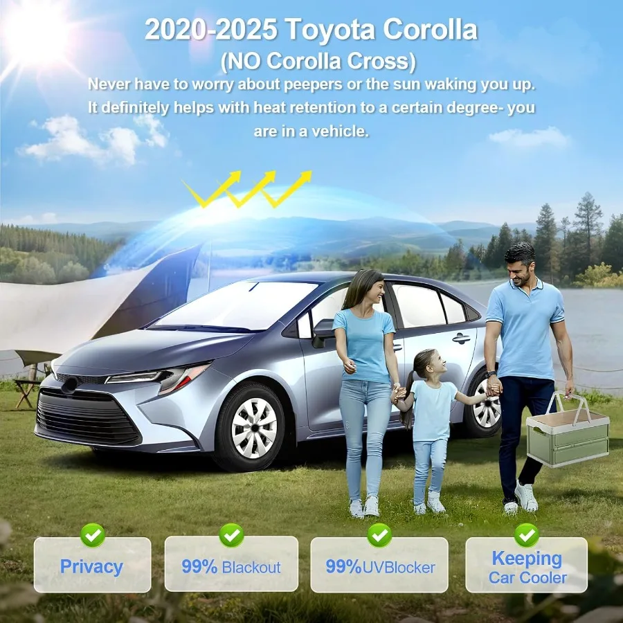 6 قطعة ظلال نافذة السيارة ل كورولا 20202025 اكسسوارات الزجاج الأمامي الجانب الخلفي كامل ظلة الشمس قناع UV حجب الخصوصية بروتي #2
