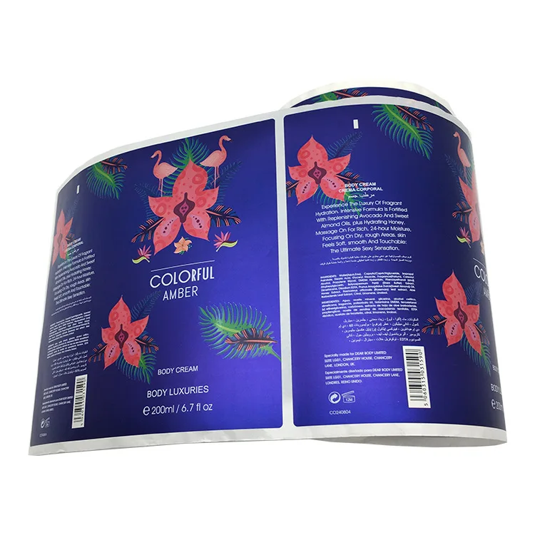 Customized Cosmetic Package Metal Shiny  Stickers Printed Waterproof Matte Silver Foil Adhesive Labels