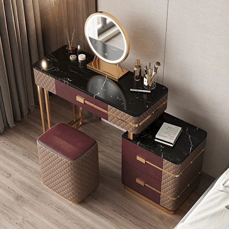 

Large Modern Makeup Table Organizers Nightstand Wooden Beauty Vanity Desk Cabinets Storage Luxury Coiffeuse Chambre Furniture