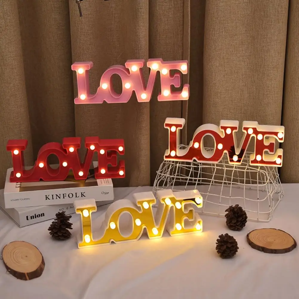 Excellent English Alphabet Light High Brightness Sweet Atmosphere Eye-catching Love Shape Letter Decorative Lamp