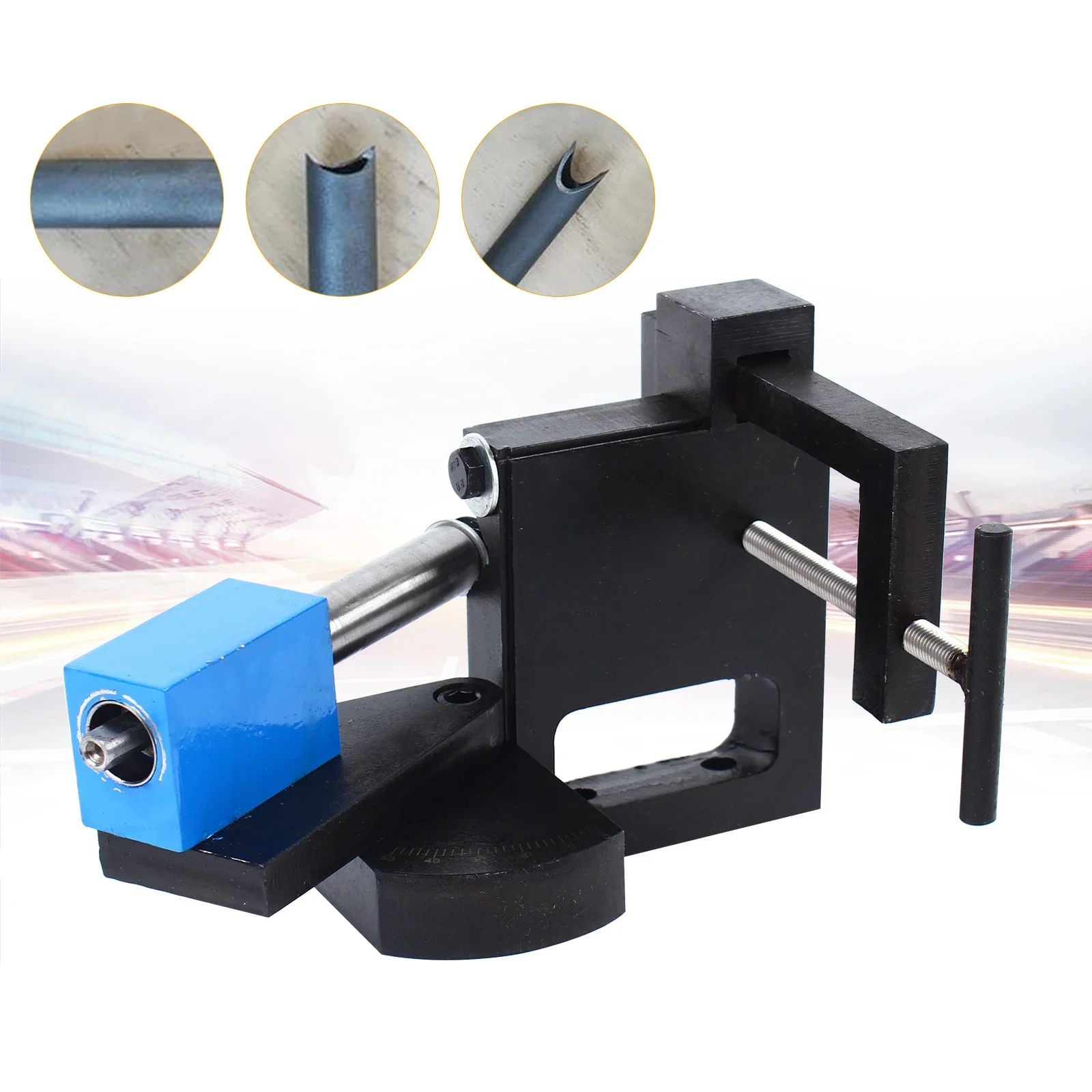 PNM1-1/2 Inches Tube Notcher Manual Pipe Cutter with Hand Drill and 2-axis Adjustable Pipe Clamp Applicable to All CNC Machining