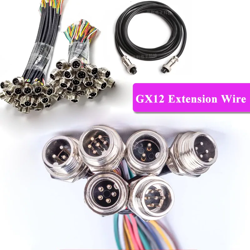 GX12 2 3 4 5 6 7 Pin Connection Wire M12 Male Female Aviation Plug Connector Cable 5A Industrial Grade Welding Extension Cord
